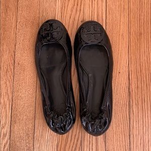 Tory Burch Patent Leather Black Reva Flats, 6 1/2!